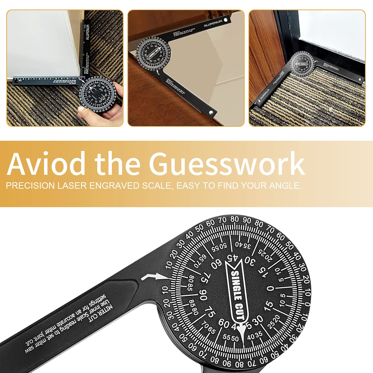 Miter Saw Protractor, Kingson 7 Inch Aluminum Protractor Angle Finder