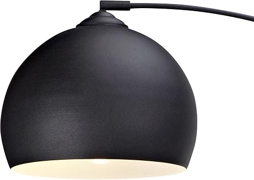 Teamson Home Standing Floor Lamp for Living Room, Arquer 170cm Tall Lamp, Bedroom Lighting, Living Room Accessories with Faux Black Marble Base and Black Bell Shade