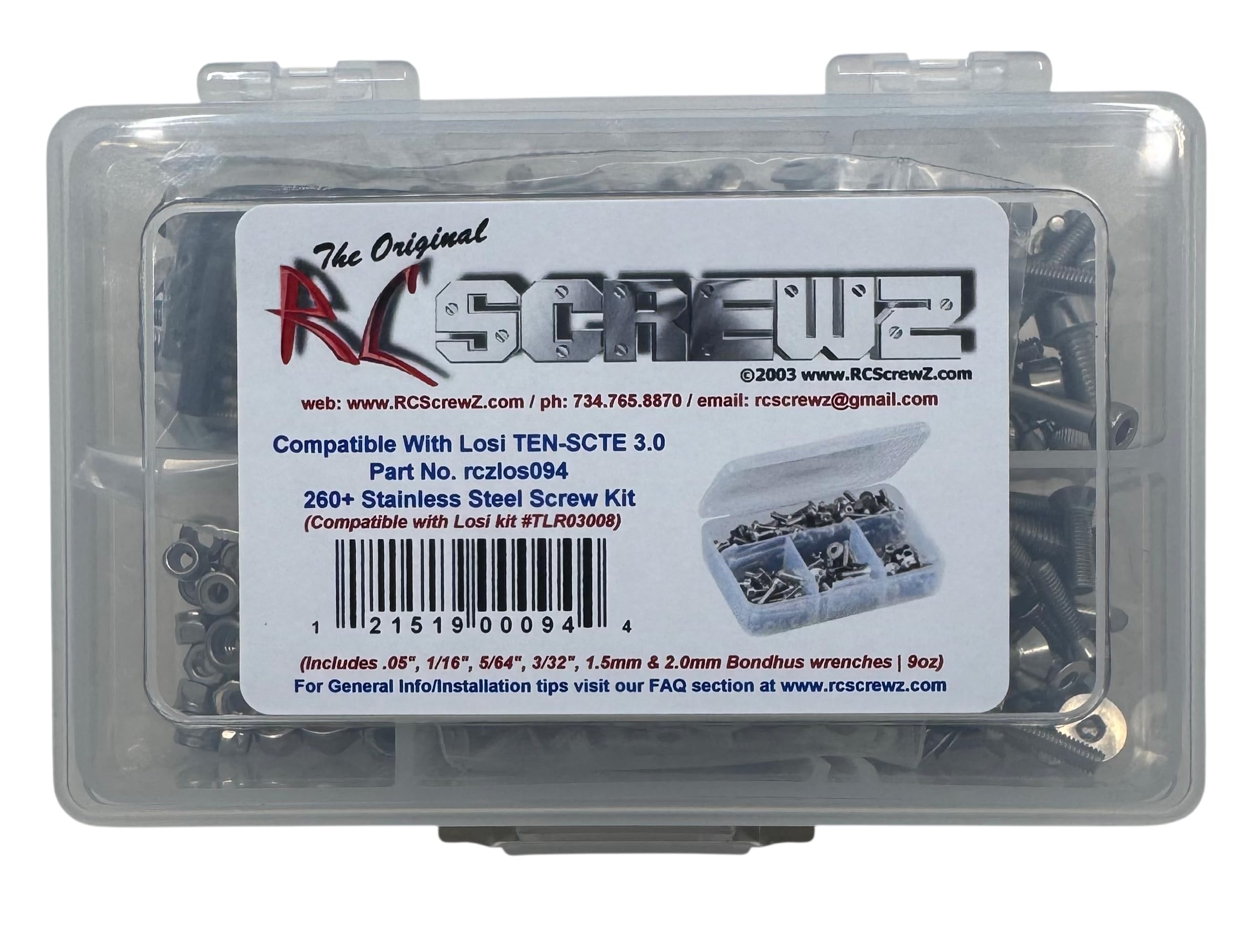 RC Screwz Compatible with Los094 - Team Losi Ten-SCTE 3.0 (TLR03008) Stainless Screw Kit