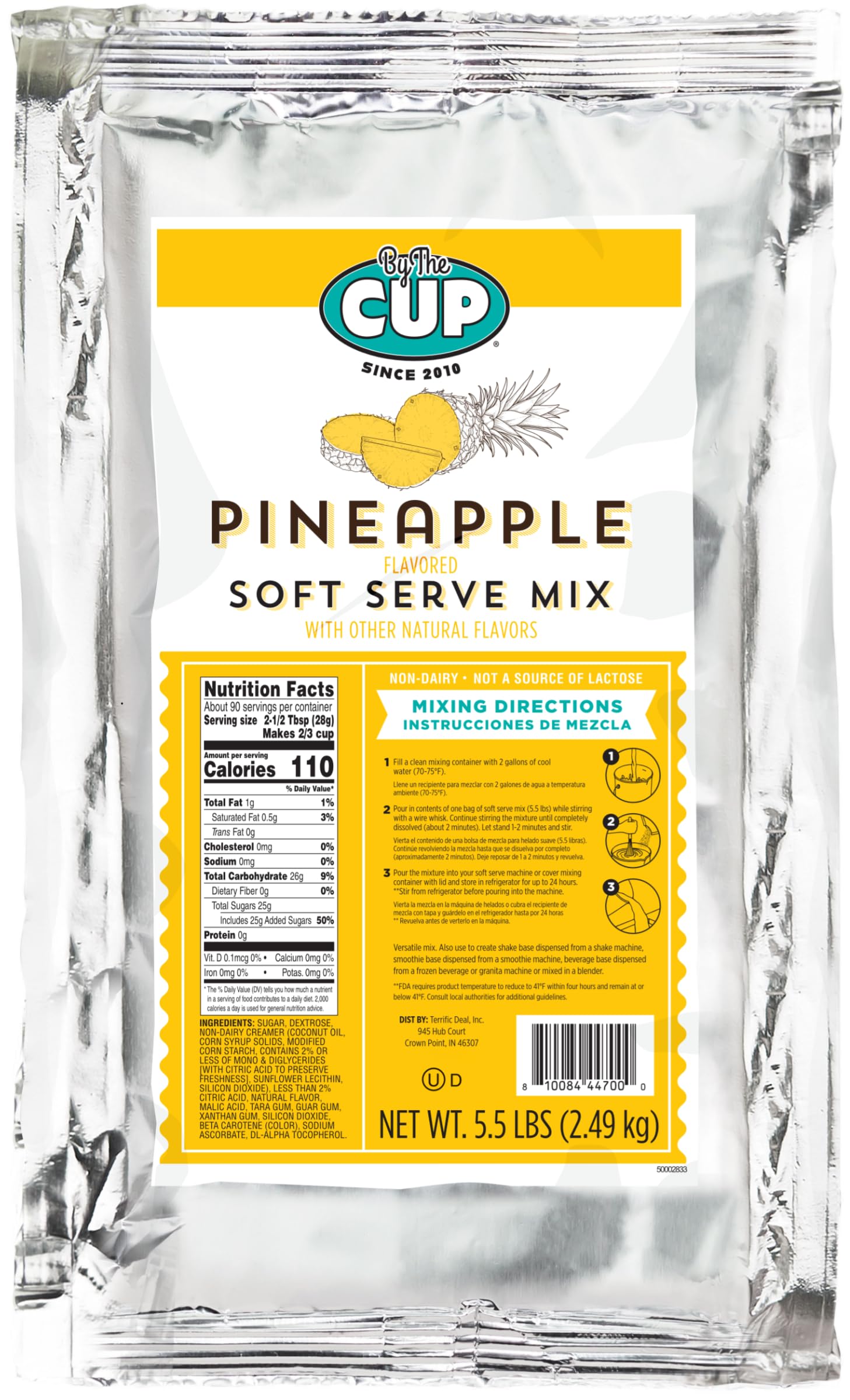 By The Cup Non-Dairy Pineapple Soft Serve Mix, Gluten Free, 5.5 lb Bag