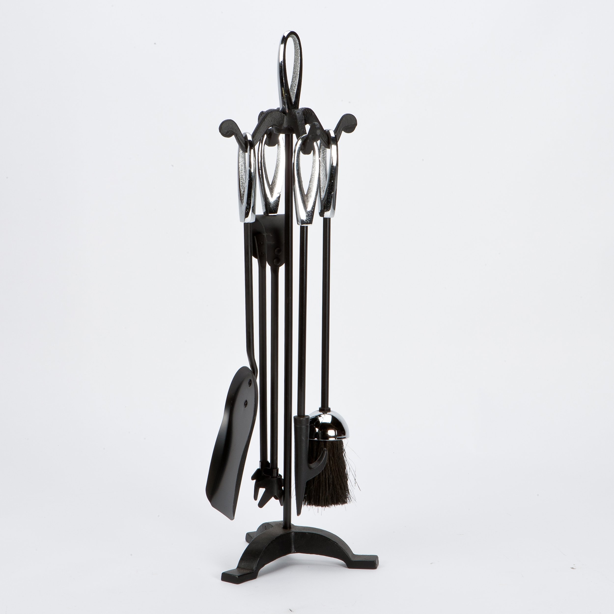 Inglenook Black /Brass 5 Piece Companion Set Loop Handles