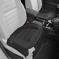 Motor Trend Faux Leather Seat Covers 2-Pack Black, Padded Bottom Protectors with Storage Pockets for Cars Trucks SUVs