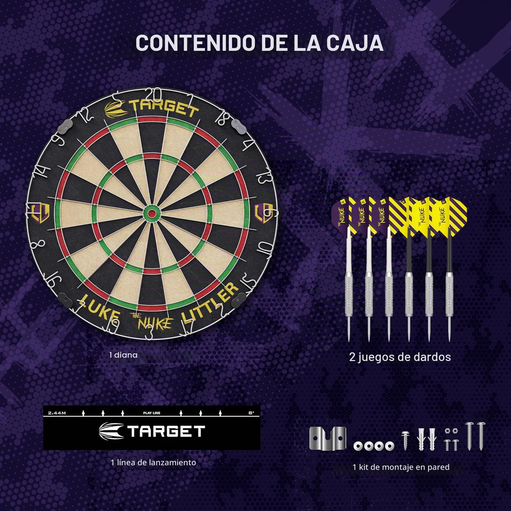 Target Darts Juego de Dardos de Dardos para Jugadores | Luke Littler/Dimitri Van den Bergh/Gabriel Clemens | Juego de Diana de Dardos Player Edition con 2 Juegos de Dardos con Punta de Acero