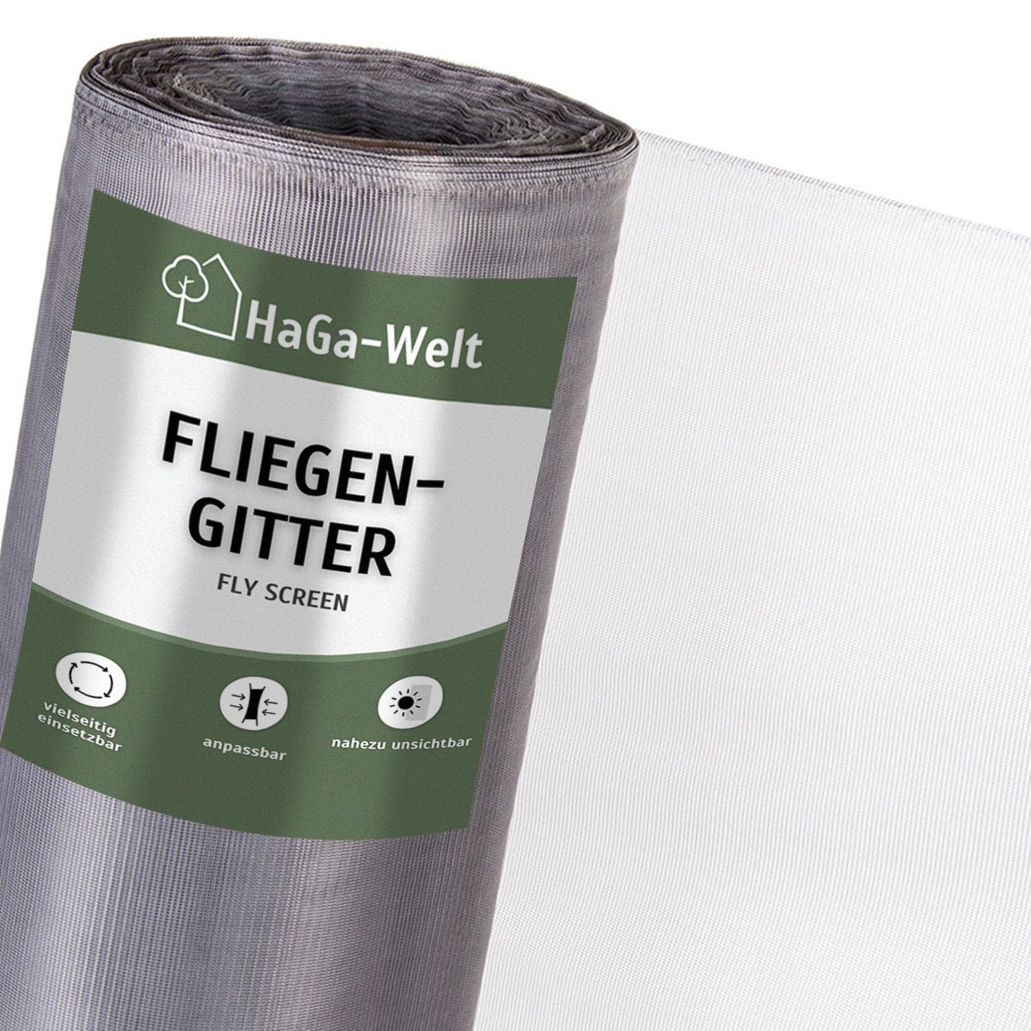 HaGa Fliegengitter 150cm Breite x 10m Länge – Insektenschutz Fenster – Reißfest, UV-beständig, Zuschneidbar 100% PES – Moskitonetz & Mückenschutz – Fliegennetz