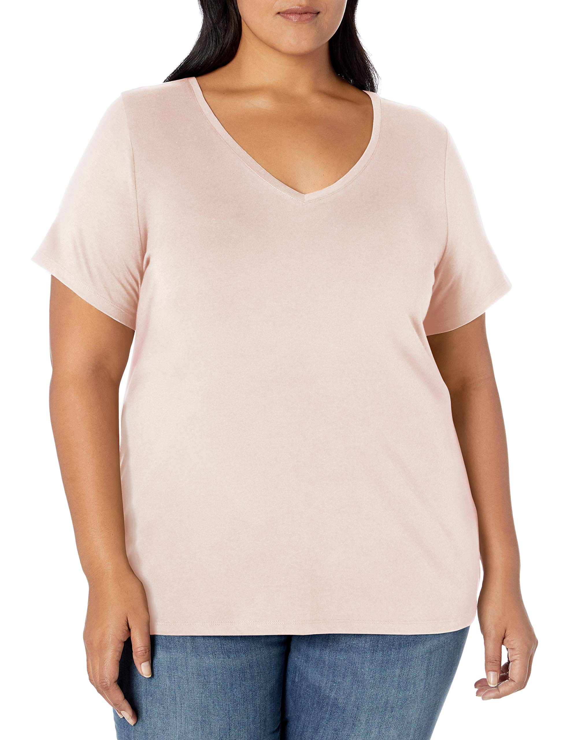 Amazon Essentials Damen Plus Size V-Ausschnitt T-Shirt mit Kurzen Ärmeln, Klassische Passform