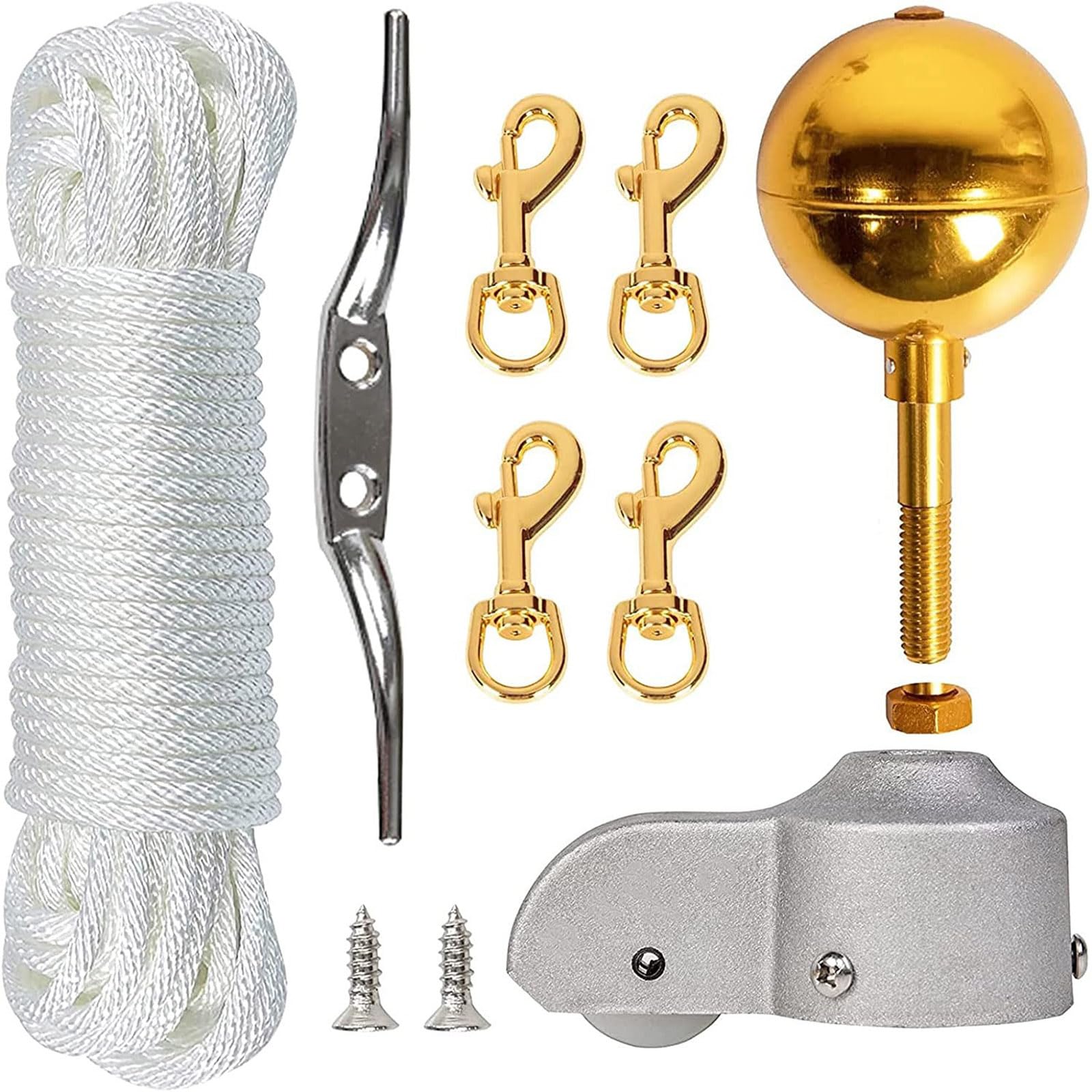 Jazuaiao Duty Flagpole Set 3Inch Anodized with Nylon Pulley Truck for Secure 1.6-2Inch Flagstaff Mounting Weather Resistant Garden Flagpole Component
