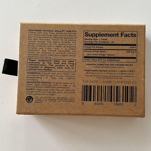 Miniatura 6 de Natural Shilajit Tabletas  120 gotas secas 100% puro Shilajit para hombres y mujeres con ácido fúlvico y más de 85 minerales traza para un máximo