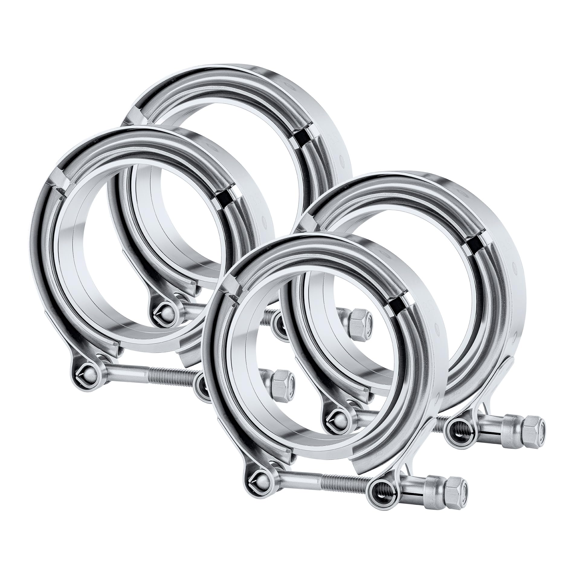 EVIL ENERGY 4PCS V Band Clamp with Flange Male Female 304 Stainless Steel (3.5")