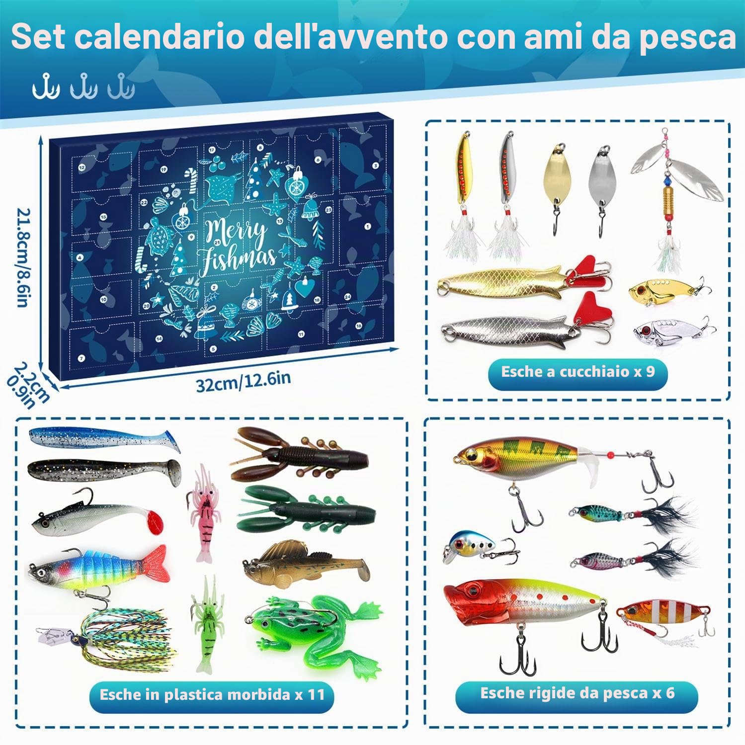 iZoeL Calendario Avvento 2025 Uomo Calendario Avvento Pesca, Pesca Accessori, Regali di Natale per Nonno Papà Fidanzati Marito Zio