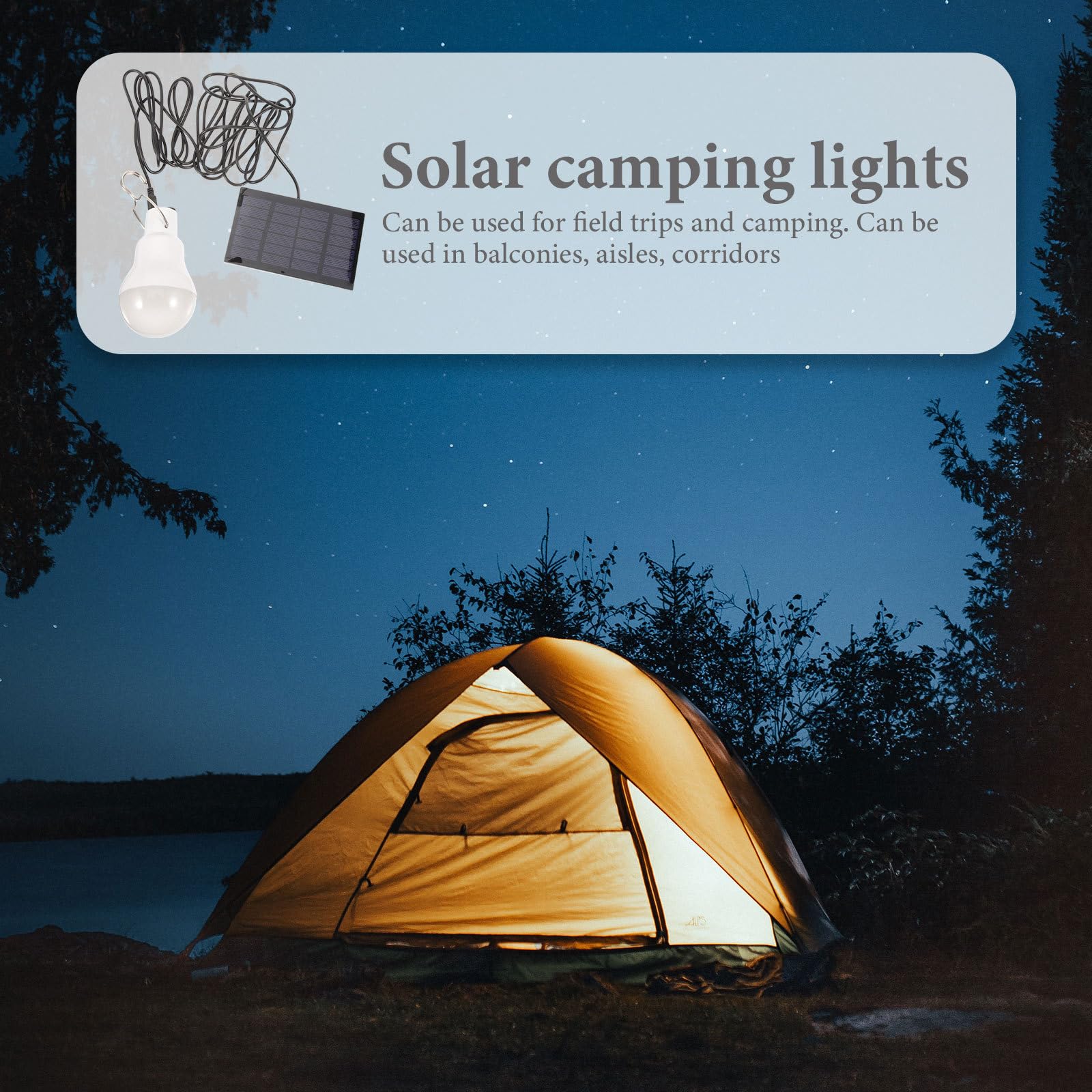 Lámparas Solares para Camping 2 Piezas Alta Luminosidad y Batería de 800mah para Iluminación Interior y Exterior Abs
