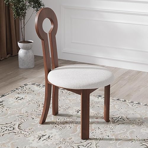 Miniatura 17 de Juego de 2 sillas de comedor, modernas sillas tapizadas de piel sintética de mediados de siglo con respaldo de madera y patas de metal para sillas