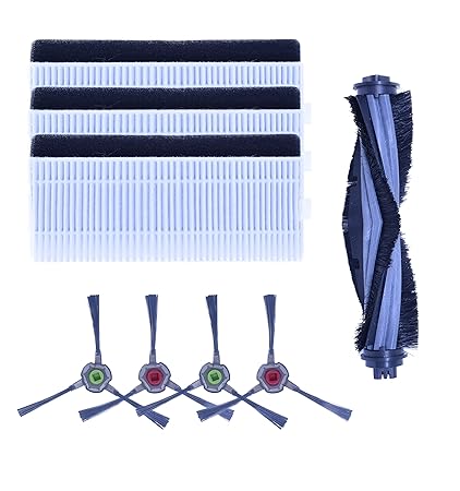 Reverbo Replenishment Kit | Replacement Parts | Accessories Compatible with Ecovacs Deebot U2 Pro | Main Brush, 4 Spinning Side Brush, 3 Filters