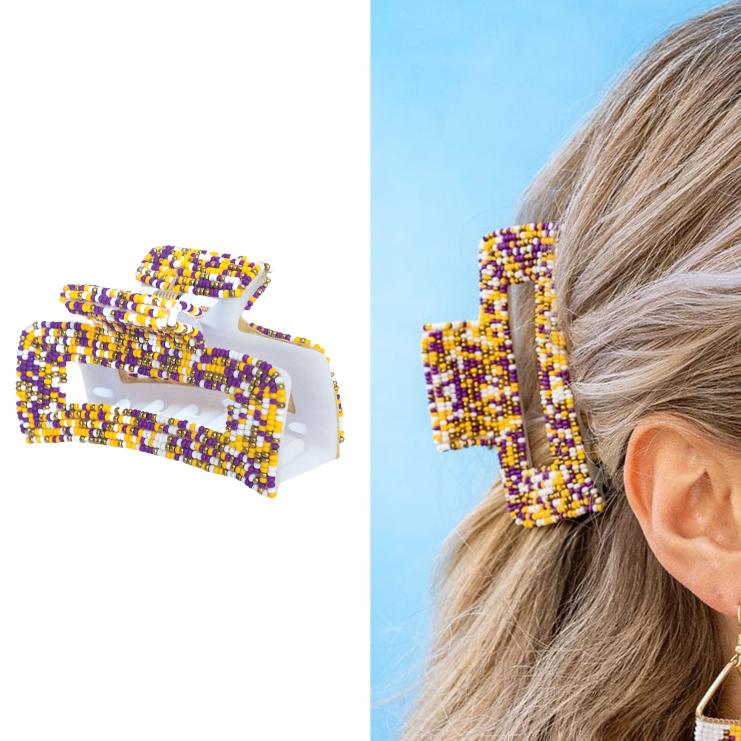 Beaded Hair Claw Clips for Game Day in Team Colors Handmade Sports Fans Sporty Claw Clip - Etsy main image 2