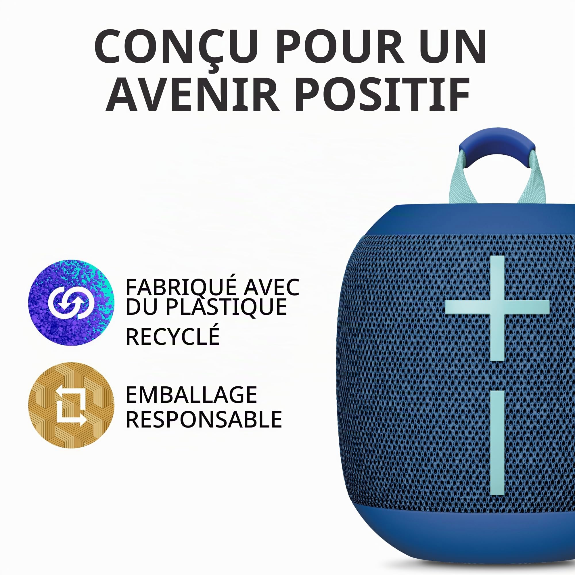 Ultimate Ears Wonderboom 4 Enceinte Bluetooth portable étanche avec son et basses équilibrées à 360 degrés, étanche à la poussière et portée de 40 m, bleu