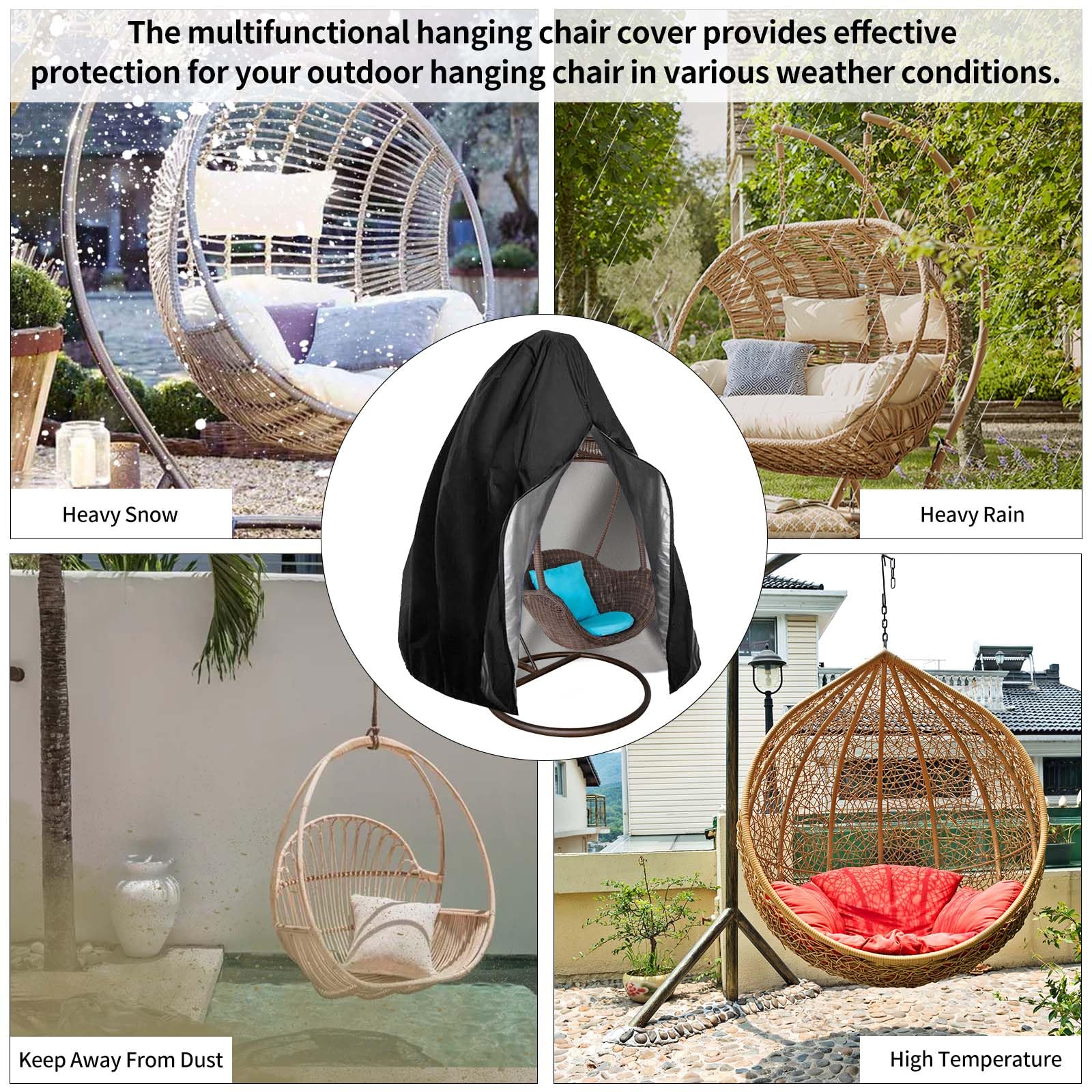 Galerie SV Housse de Fauteuil Suspendu de Jardin,Housse de Chaise à œufs à Suspendre Couverture de Chaise Suspendue Housse de Chaise Oeuf Jardin pour Patio,Chaise Flottante 190 X115cm