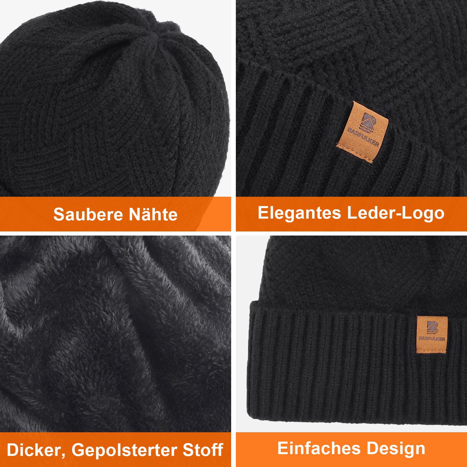 Czapka Beanie dla Mężczyzn i Kobiet, Uniseks Czapki Dzianiny na Jesień Zimę Dzianina Czapka Zimowa Damska Miękka i Ciepła Czapka Knitted Hats,Czarny