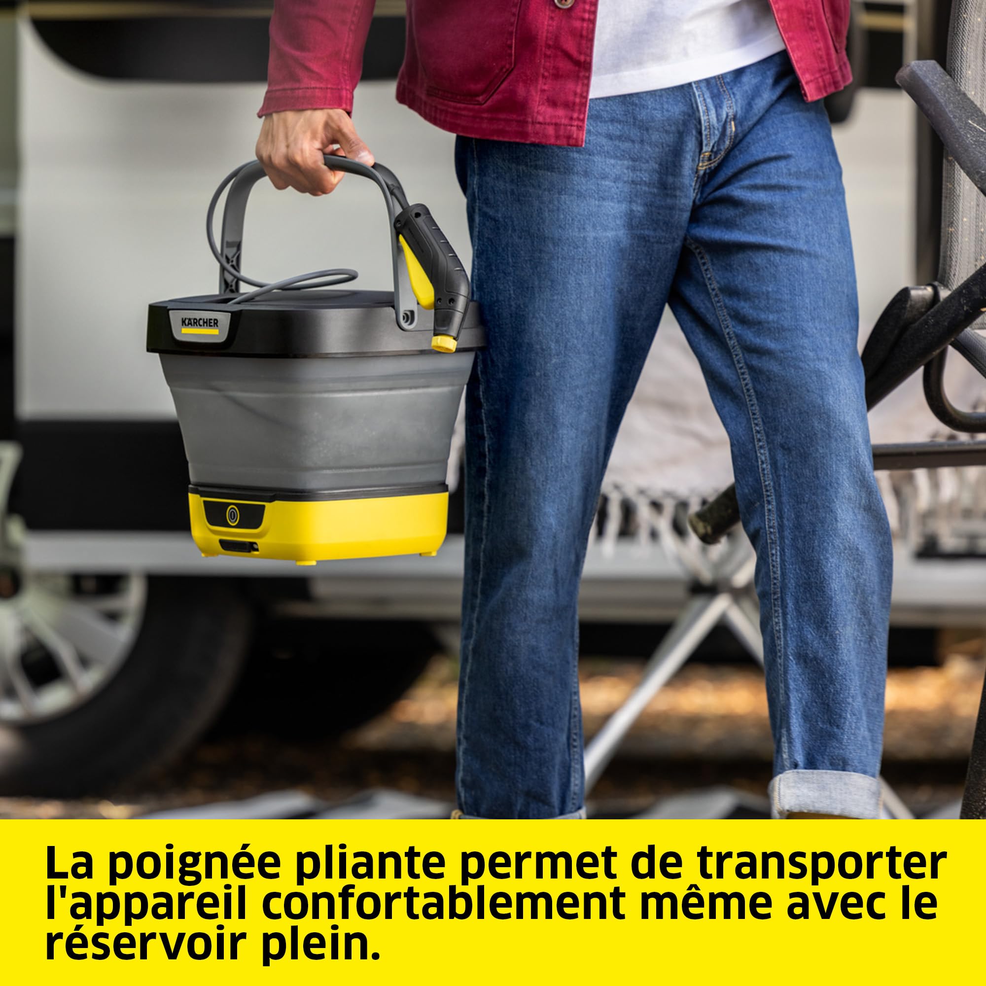 Nettoyeur extérieur Mobile Kärcher OC 3 Pliable, Débit : 2 l/Min, Réservoir d'eau Pliable, Poids : 2,2 kg, Réservoir d'eau : 8 l, Batterie Lithium-ION