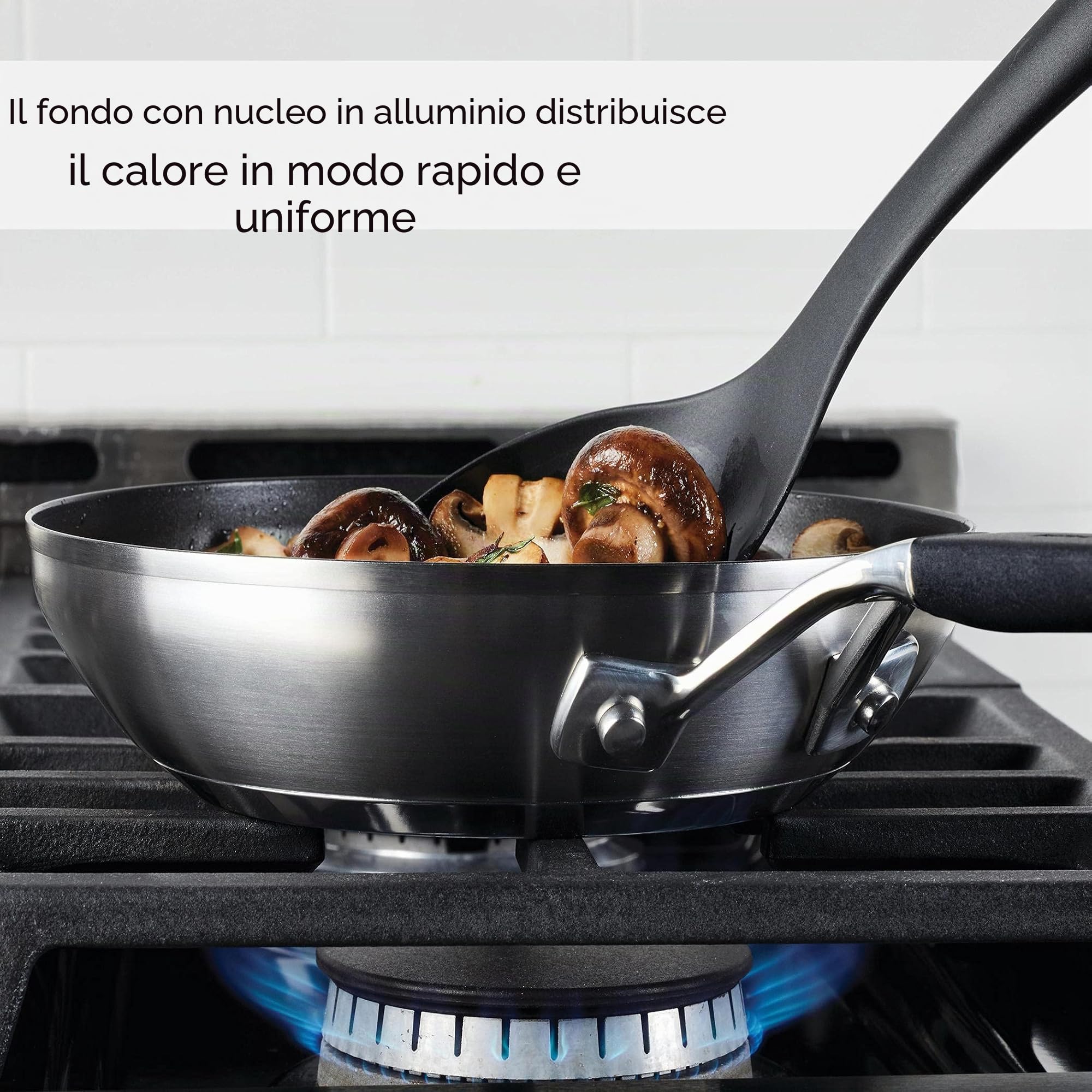 KitchenAid Set di padelle/padelle antiaderenti in acciaio inox, 24,9 cm e 30,5 cm, acciaio inossidabile spazzolato
