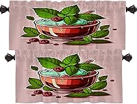 Vista 86 de Shrahala Cenefas de cocina de madera marrón con tablones vintage, panel de media ventana, tratamiento de ventana multicapa de poliéster opaco