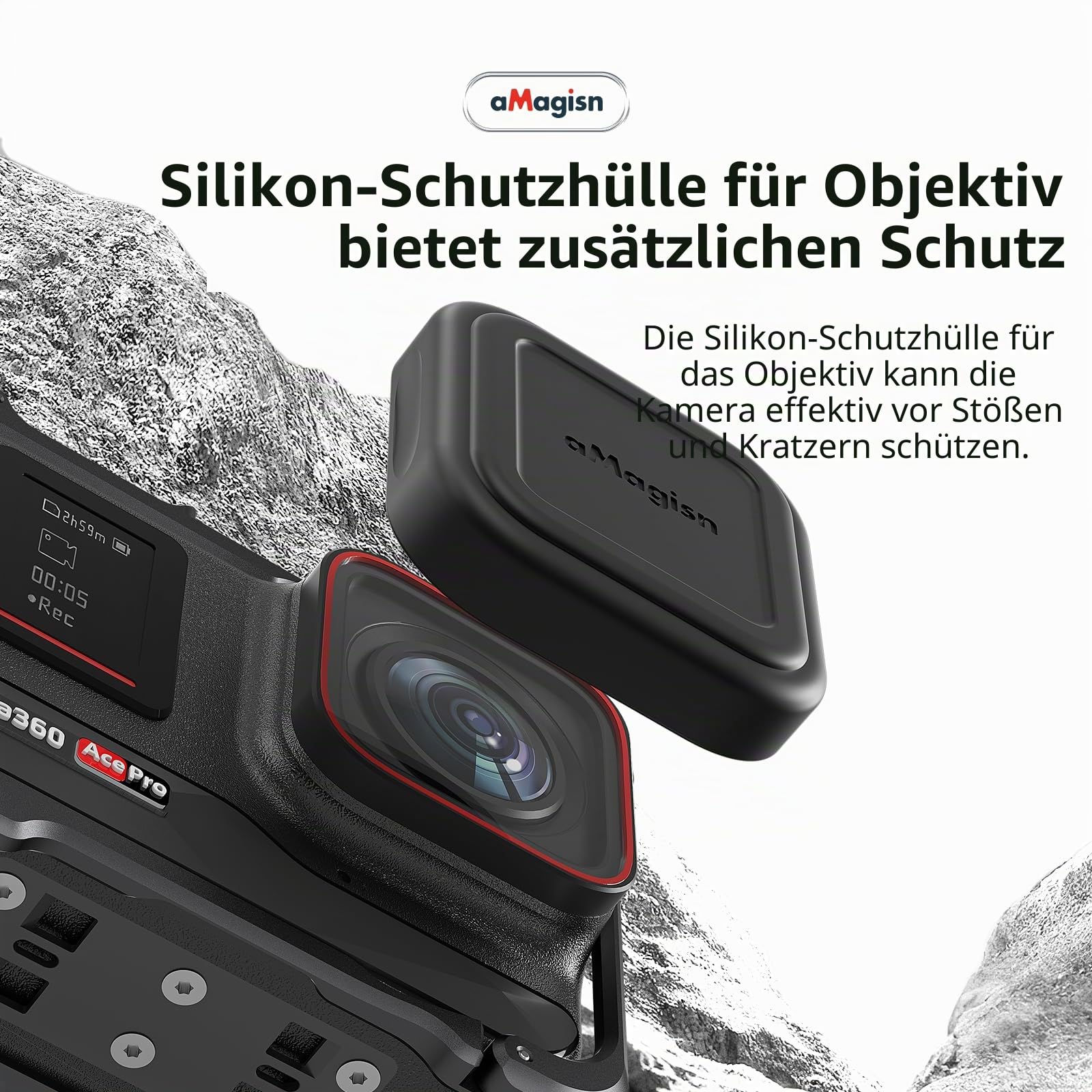 360 Ace Series Aluminiumrahmen Käfig Mit Linse, Silikonhülle für Insta360 Ace Pro 2/Pro, Metall-Schutzhülle, Langlebiges Gehäuse