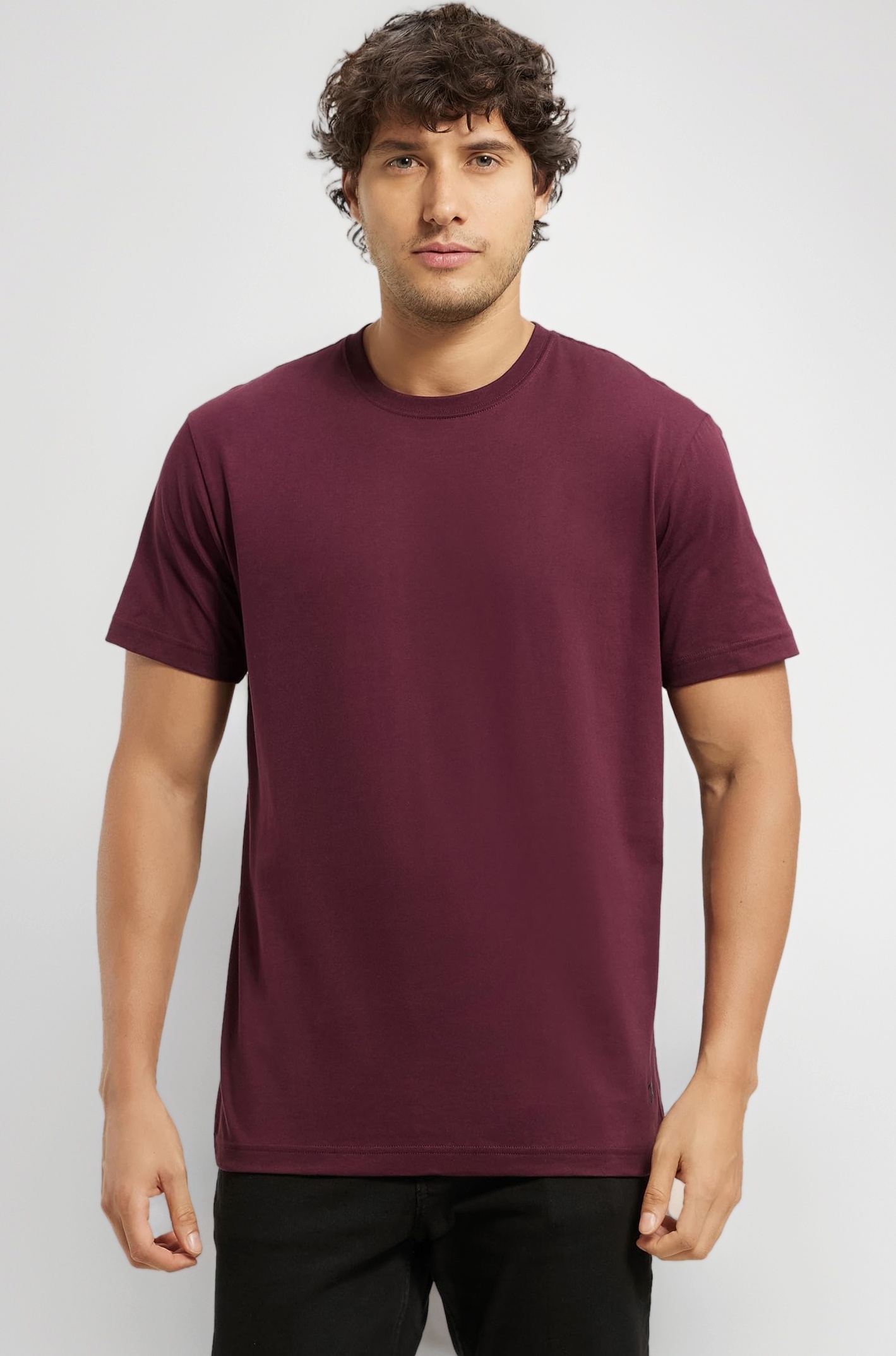 2714 Men's Super Combed Cotton Rich Solid Round Neck Regular Fit Half Sleeve T-Shirt