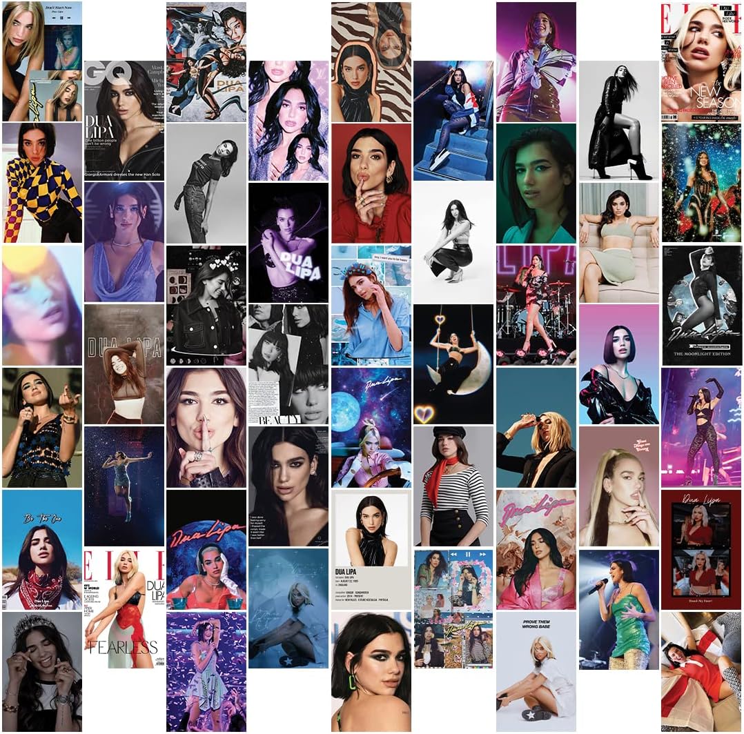 Pop Artist Collage Kit - 50 PCS (4 x 6 Inches) 400 GSM Sheets - Dua Lipa Posters