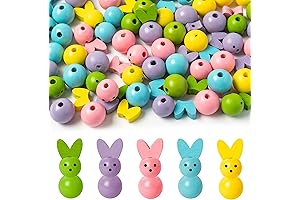 Colorful Easter Bunny Wood Beads