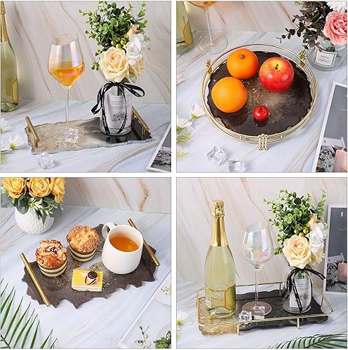 Vista 2 de Gartful - Moldes de resina para fundición, 4 moldes grandes de epoxi de silicona, molde de ágata geoda para hacer bandeja de ágata sintética, tabla