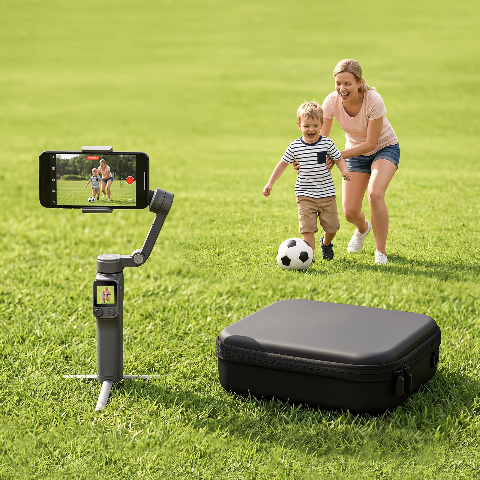 FPVtosky Sac Rigide Osmo Mobile 8P, Sac de Transport Étanche pour DJI Bundle Créateur Osmo Mobile 8P Stabilisateur & Accessoires, Étui Portable en PU Voyage/Photo Extérieure [Étui Seulement]