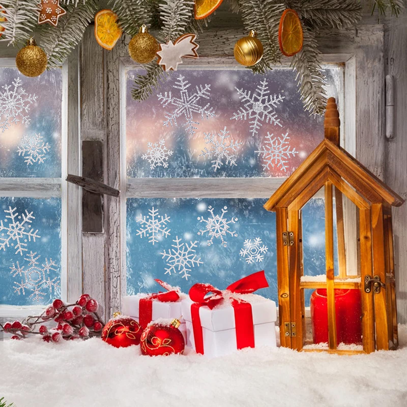 Set di 9 adesivi per finestre a forma di fiocco di neve bianco da 30*20 cm, adesivi statici per finestre in PVC riutilizzabili, decorazione natalizia | Leroy Merlin