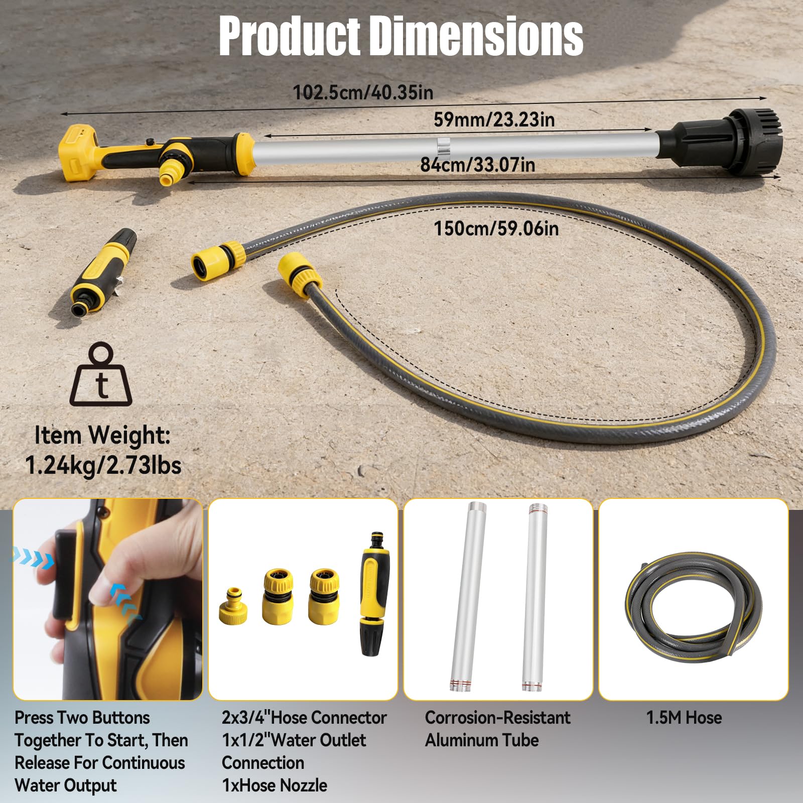 Pompe de transfert d'eau sans fil compatible avec batterie Dewalt 20 V, pompe submersible portable de 950 GPH pour piscine/jardin/étang/bateau/barils de pluie (outil uniquement) (pour Dewalt)