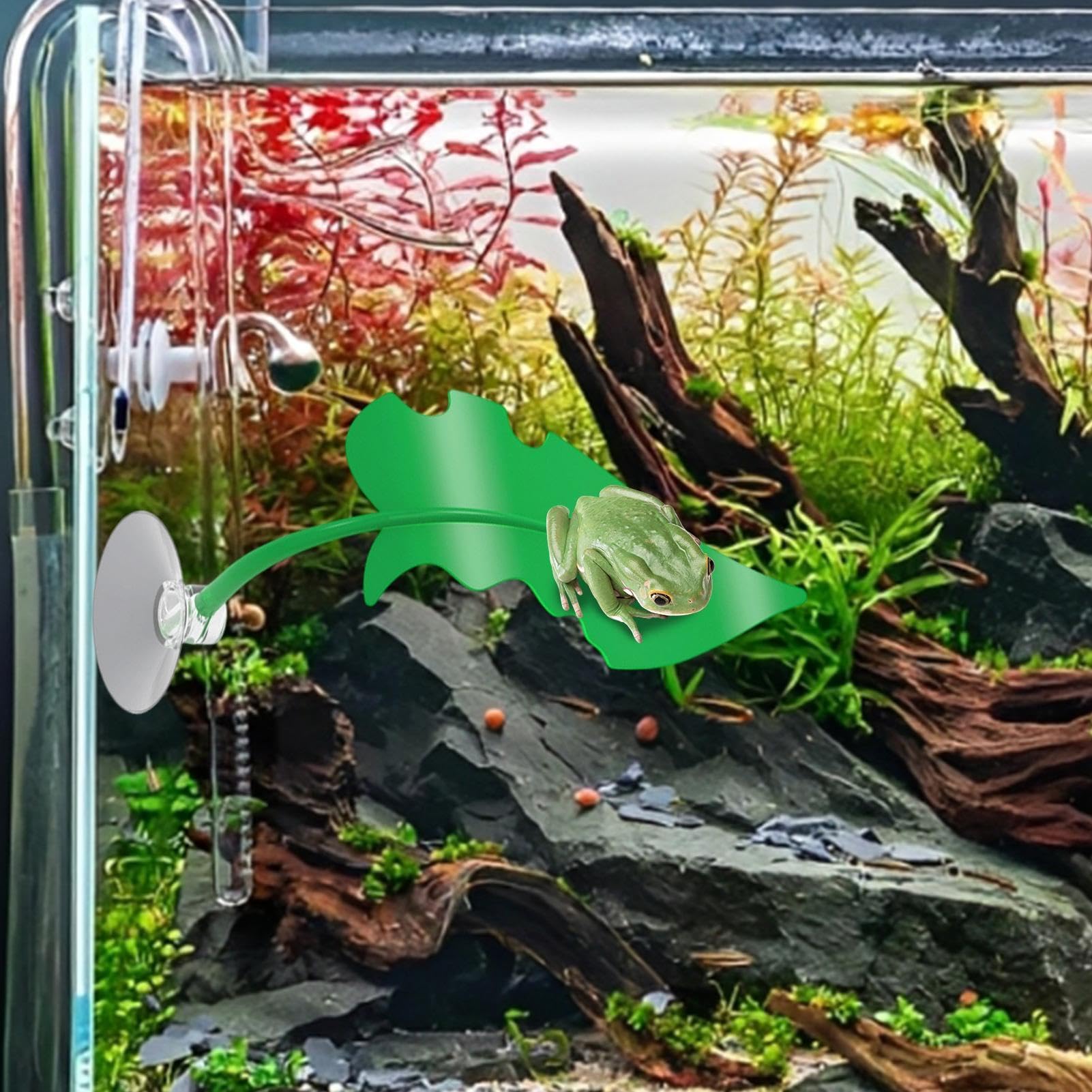 Lot de 5 décorations de terrarium artificielles en forme de feuilles pour rongeurs, lézards, petits animaux, utilisation en intérieur/extérieur