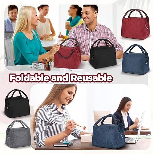 Miniatura 4 de Chunful 24 bolsas de almuerzo aisladas, bolsa de almuerzo a granel para mujeres, adolescentes y hombres, lonchera impermeable, térmica, a prueba de