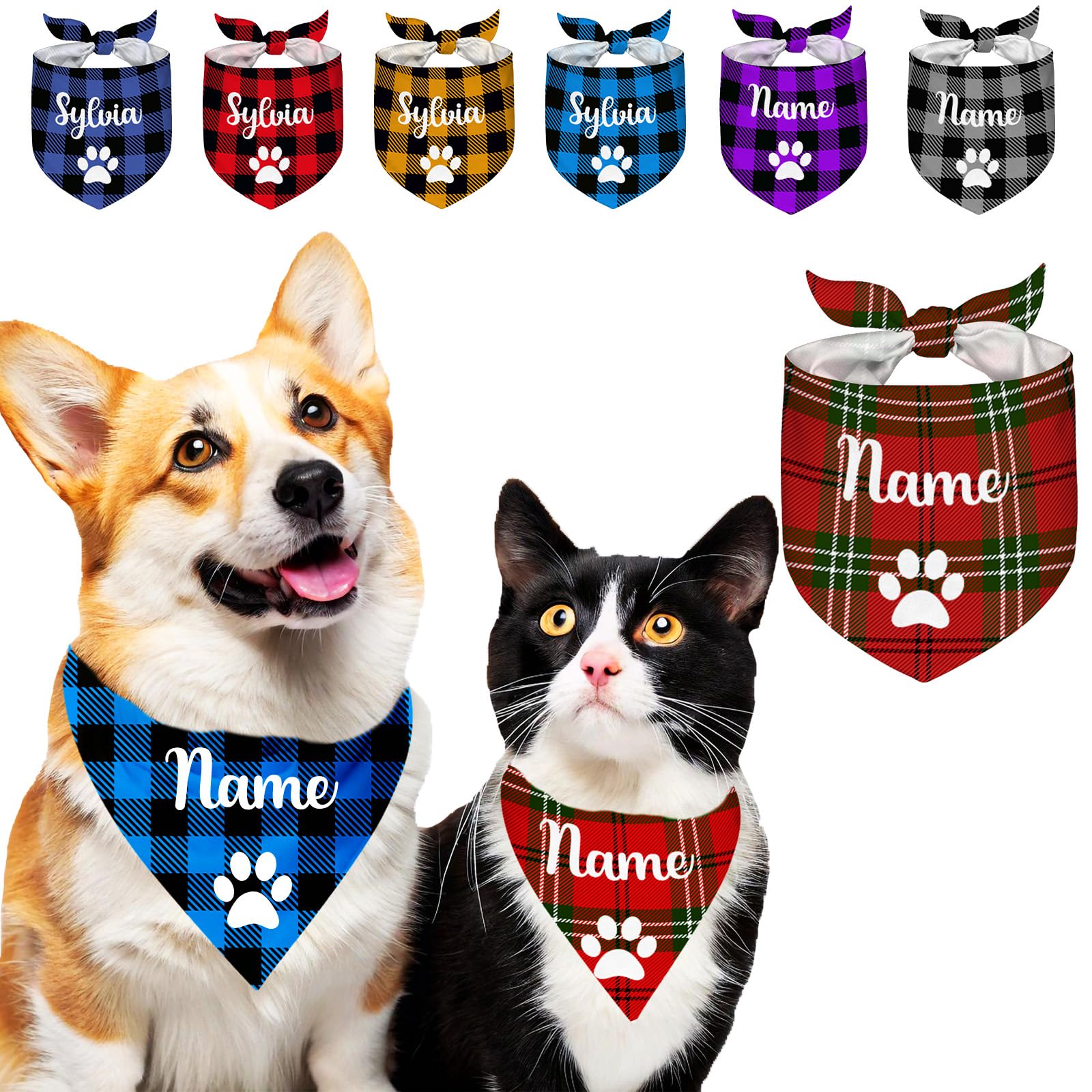 Personalised Dog Bandana Custom Dog Neckwear with Name Logo Custom Pet Triangle Scarf for Dog Cat Rabbit Birthday Gift