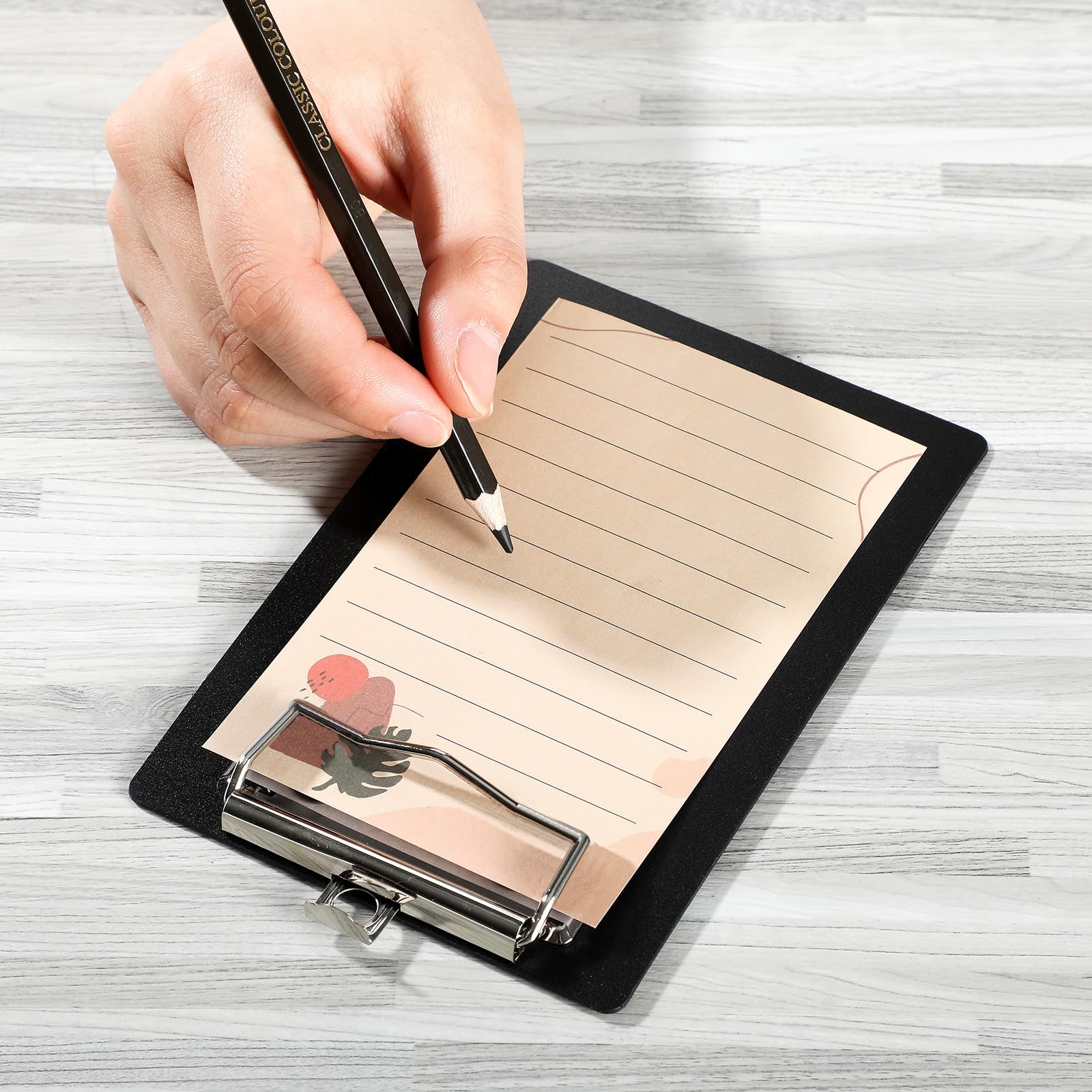 MUKLEI Lot De 16 Mini Porte-blocs Noirs De 10,2 X 15,2 Cm, Petits Porte-blocs Mémo à Profil Bas, Porte-bloc Mignon En Plastique Pour Salles De Classe, Restaurants, Bureaux