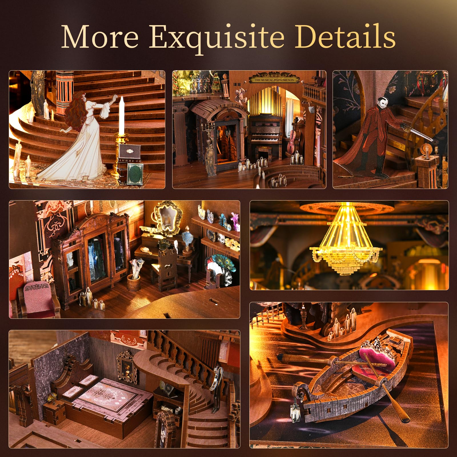 MiniCity Book Nook Kit - Zestaw do budowy miniaturowego domu dla dorosłych, nastolatków i początkujących, DIY mała książkowa półka 3D, prezenty dla rodziny, przyjaciół (Phantom of The Opera Max)