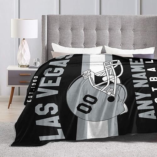 Miniatura 6 de SEAGGS Manta personalizada con diseño de ciudad de fútbol americano, decoración personalizada, manta impresa para añadir cualquier nombre y número,