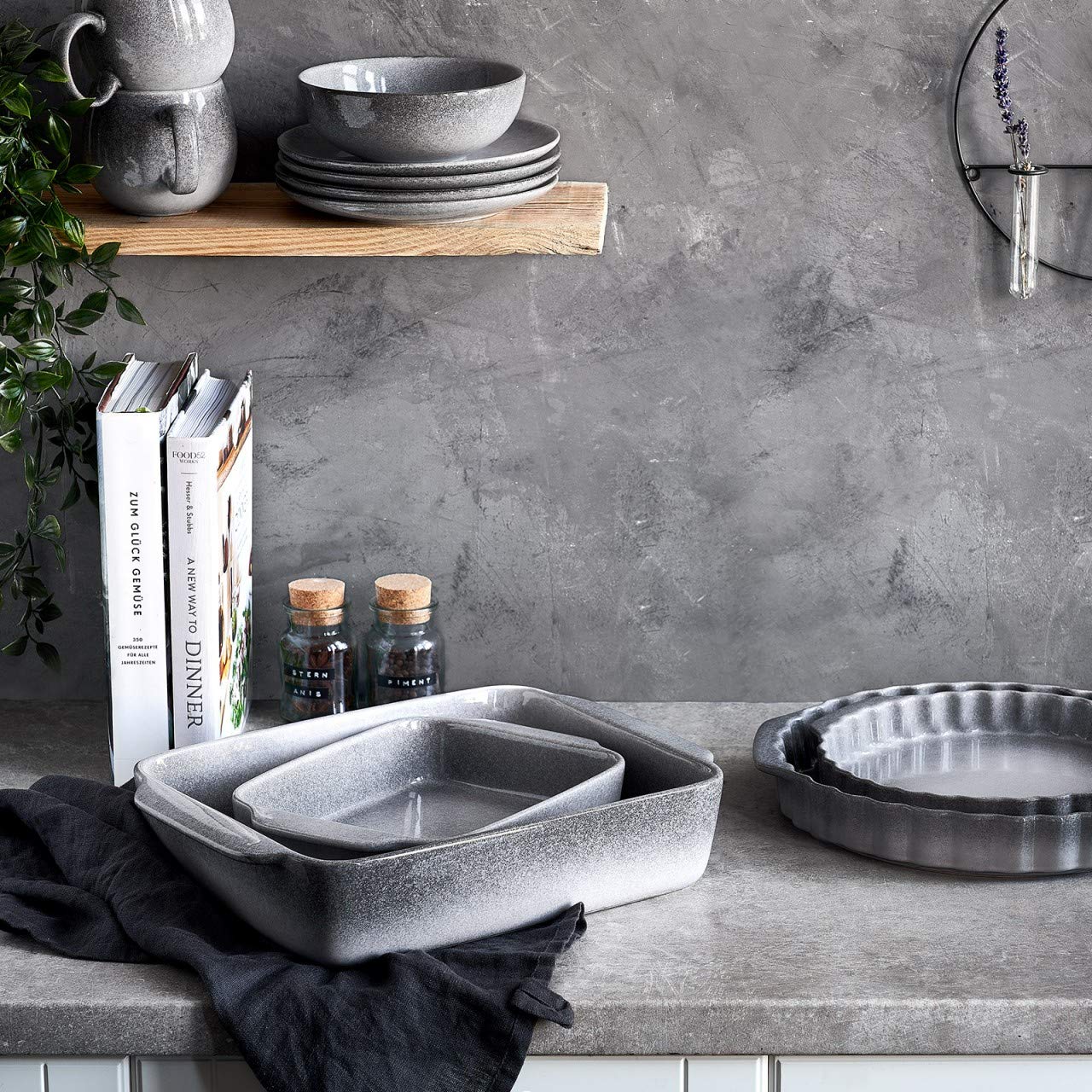 Ceramiczna forma do zapiekanek i tart Misty Cliff zestaw 2 dużych