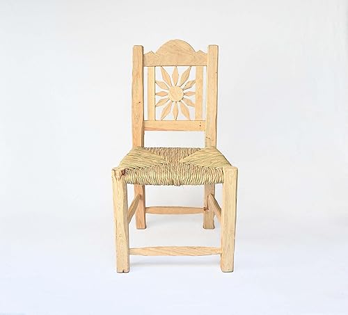 Mexican Handmade Wood Chair Woven with Tule Natural Fiber Sun ideal restaurant, home, bar, hotel, garden, cafeteria