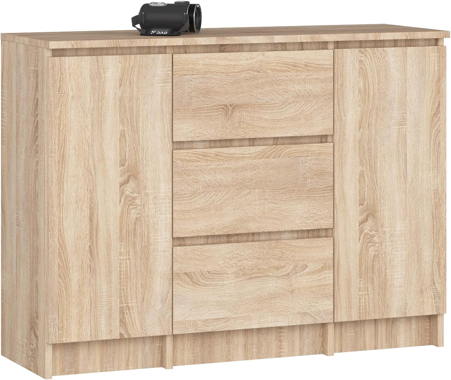 AKORD K-100 Chest of Drawers, Oak Artisan finish, with two doors and three central drawers.
