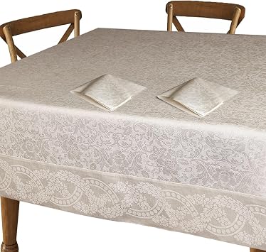 Finesse Tablecloth 71-inch Square Two-ply Twisted Linen Cotton Jacquard Woven, Made in Europe