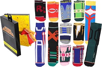 Seven Times Six My Hero Academia Mens 12 Days Of Socks Crew and Ankle Mix and Match Advent Gift Box Set 12 Pairs
