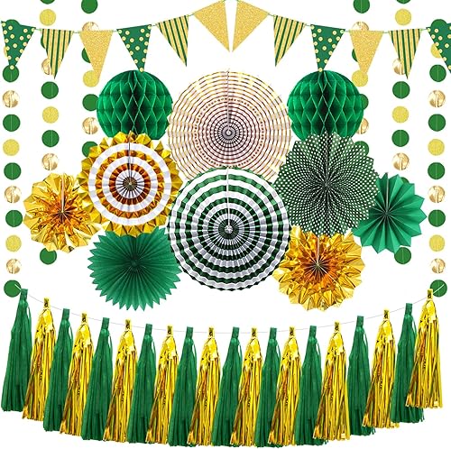 Decoraciones de fiesta para fanáticos de papel, banderines de papel con purpurina, banderines triangulares, guirnalda de borlas, suministros de