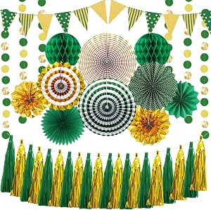Amazon.com: Paper Fans Party Decorations Glitter Paper Triangle Flag ...