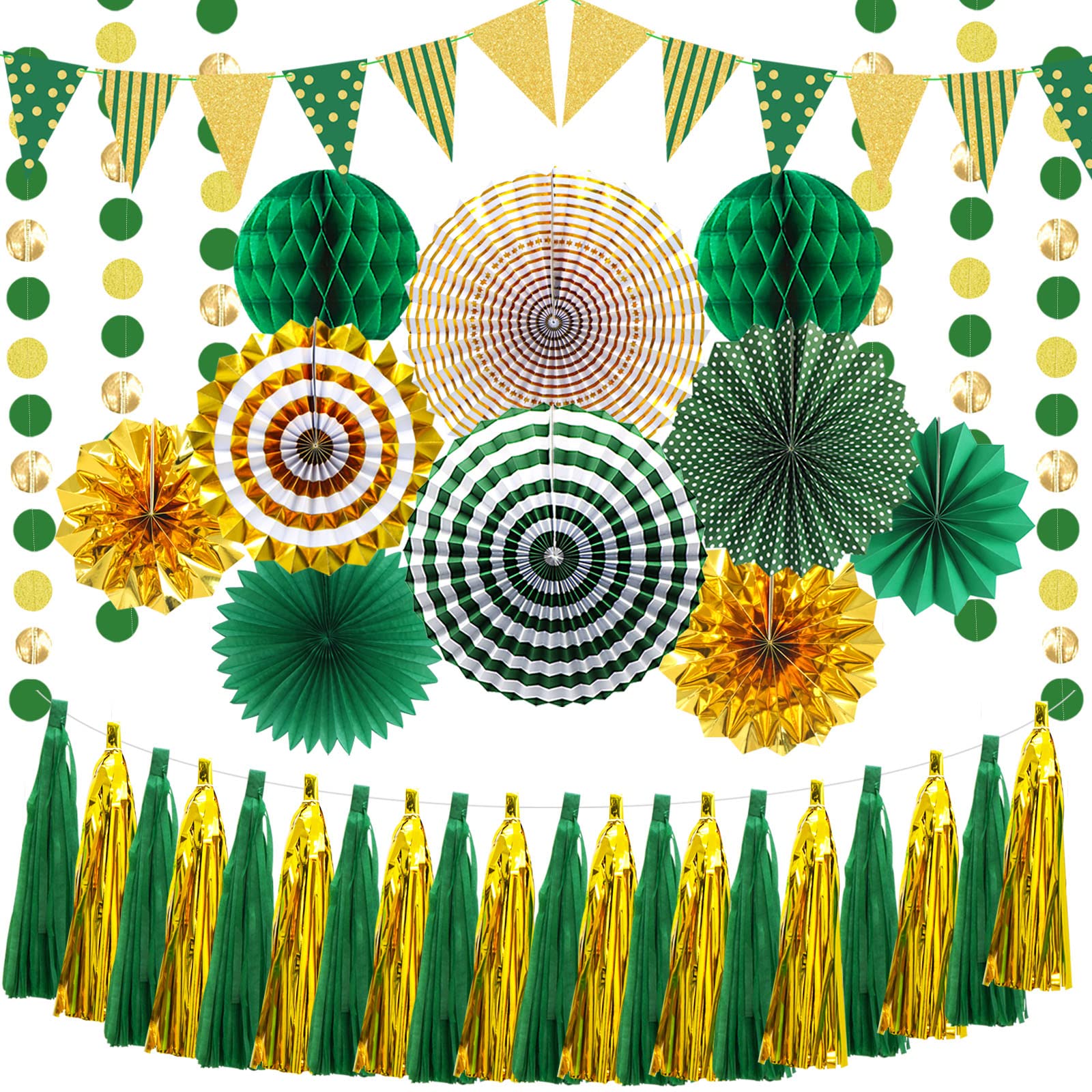 Bunte Papierfächer-Deko & Glitzernde Dreiecksflaggen – Für Geburtstag, Abschluss & Brautdusche