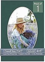 Vista 244 de CountryArtHouse Marco ovalado verde cazador de 5 x 7 pulgadas, sin ácidos, con núcleo blanco, corte biselado para fotos de 4 x 6, se adapta a marcos