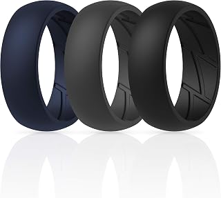 Silicone Wedding Rings for Men Breathable Airflow Inner Grooves - Breathable Edition Rubber Engagement Bands - 8.5mm Wide - 2.5mm Thick