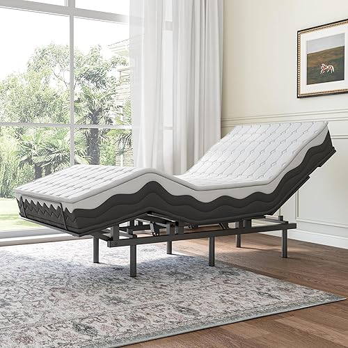 DEXSO Base de cama ajustable, control remoto inalámbrico, función de memoria, base de cama ajustable, inclinación de elevación de cabeza y pies,