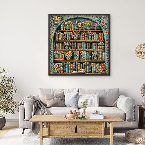 Miniatura 6 de Rompecabezas vintage para adultos de 1000 piezas, biblioteca de rompecabezas de biblioteca de rompecabezas de flores silvestres, rompecabezas de
