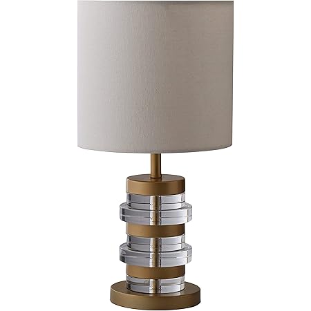 Amazon Brand – Rivet Mid-Century Modern Brass-Trimmed Table Lamp With Bulb, 16.5"H, Clear ...
